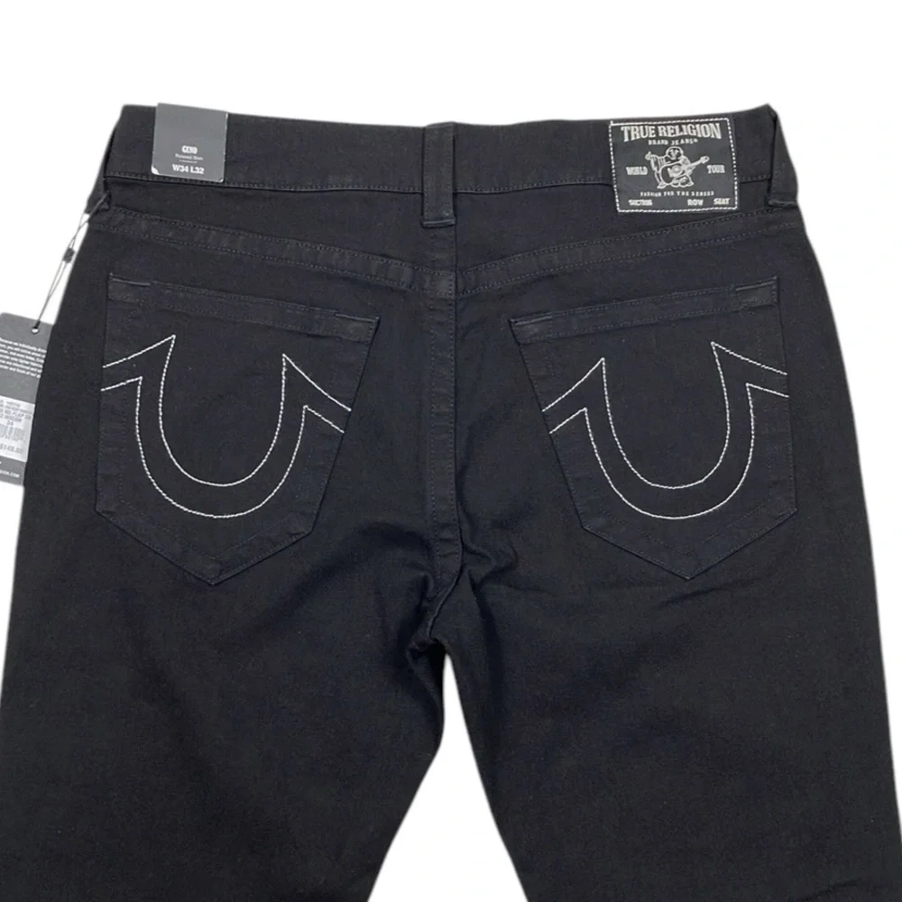 True Religion Geno No Flap 35x31 Black Jeans Relaxed Slim Men's NWT
